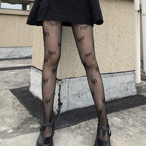 Gothic Tights Pantyhose Japanese Black Retro Rose Flower Vine Fishnet Lace Trousers Little Love Bottoming G Stockings Women