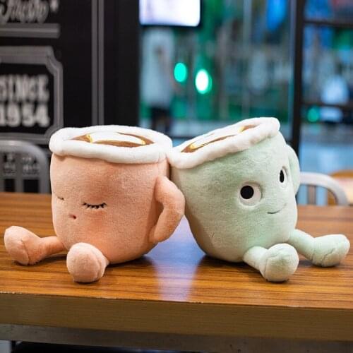 20cm Simulation Plush Matcha Lattle Coffee Pillow Stuffed Green Tea Toys Office Car Decor Cartoon Coffee Toys Girls Boys Gift