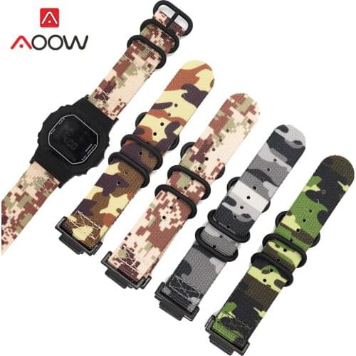 Camo Nylon NATO Strap Watchband for Casio G-Shock GA-110 120 GD-100 DW-5600 GLS-8900 Zulu Band with Metal Adapters Connectors