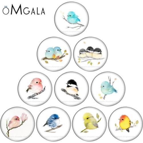 Beauty Artistic Baby Birds mixed 10pcs 8mm/10mm/12mm/18mm/20mm/25mm Round photo glass cabochon demo flat back Making findings