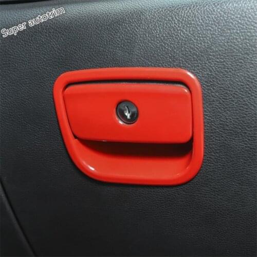 Lapetus Copilot Glove Storage Box Handle Cover Trim ABS Fit For Jeep Grand Cherokee 2011 - 2017 Matte Red Carbon Fiber Style