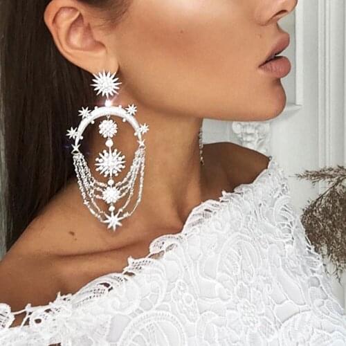 LARRAURI Elegant Geometric Full Mirco Cubic Zirconia Earrings Bridal Wedding Women Statement Tassel Earring 2019 Fashion Jewelry