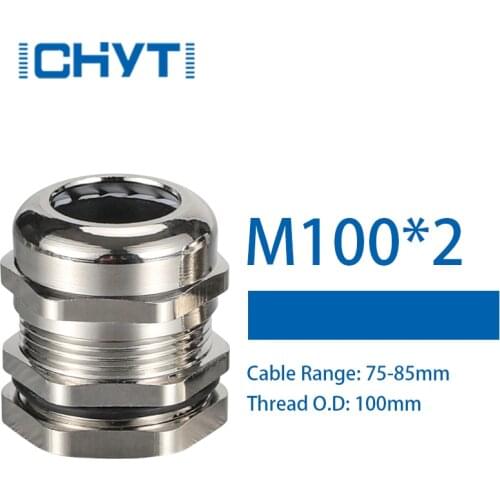 M100x2 Waterproof Zinc Alloy Nickel Plated Sealing Cable Gland 1piece Cable Entry IP68 For 75-85mm Metal Connector