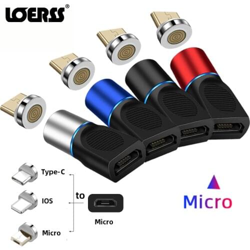 LOERSS Magnetic Micro USB Adapter For iPhone Samsung Xiaomi Micro USB Female To Type C Male Cable Magnet Converters Connector