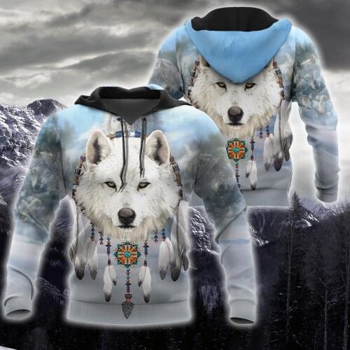 Harajuku Native Wolf 3D Printed Fashion Mens Autumn Hoodies Sweatshirt Unisex Streetwear Casual Zip Jacket Pullover KJ500