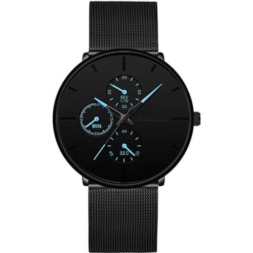 2020 Luxury Ultra Thin Waterproof Men Calendar Watch Stainless Steel Anti-blue light Watches Mens Watches Quartz Reloj Hombre