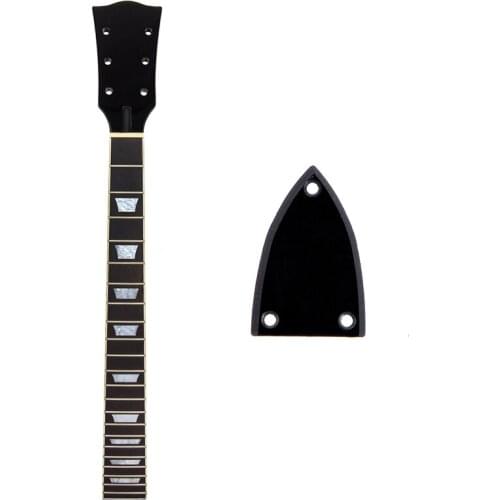 Kmise Electric Guitar Neck for LP Parts Replacement 22 Frets Maple Neck Rosewood Fretboard Black Gloss Set In