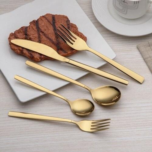 20/24/30 PCS Stainless Steel Cutlery Spoon/Fork/Knife Kit Set Gift Gold-plated Series Household Cutlery Dinnerware Set