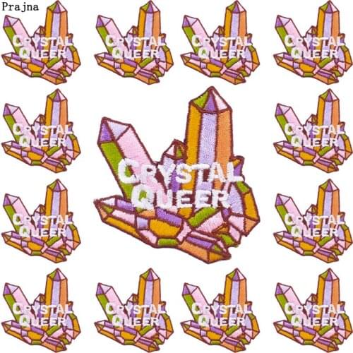 Prajna 10 PCS Cartoon Crystal Patches On Clothes DIY Crystal Queer Letter Applique Embroidered Patches For Clothing Stickers