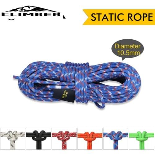 【New store 】 Camping Rock Climbing Rope 10.5mm Static Rope diameter High Strength Lanyard Safety Climbing Equipment Surviva