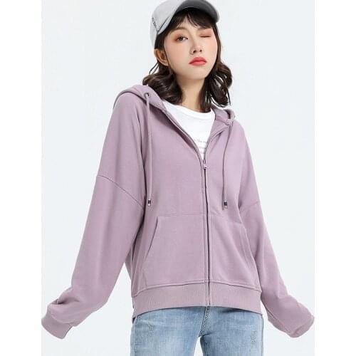 Solid Color 2020 Spring Autumn Pink Hoodedies Sweatshirts Womens Zipper Hoodie Fashion Campus Casual Jacket Baseball Uniform