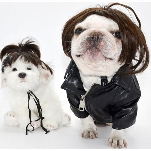 Fashion Pet Wig Cat Dog Cute Cosplay Prop Pet Supplies Straight Curly Hairpiece Puppy Hair Tiara Dog Accessories for Small Dogs