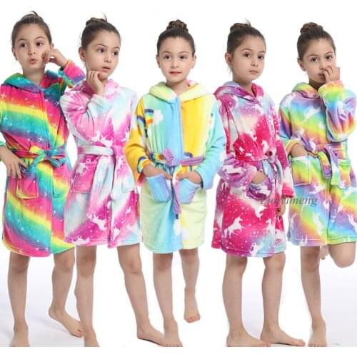 Unicorn Hooded Towel Children Bathrobes Kids Star Animal Bath Robe Animal Robes For Boys Girls Pyjamas Nightgown Kids Sleepwear