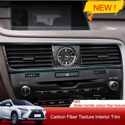 QHCP Rear Air Vent Outlet Frame Window Lift Switch Button Covers Water Cup Holder Stickers ABS Carbon Fiber For Lexus RX300 450H