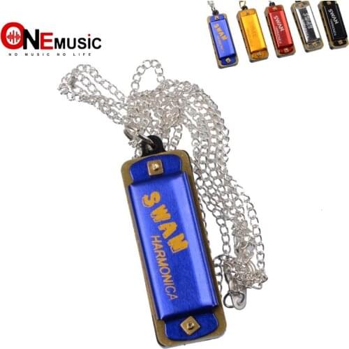 Multi Color Mini 4 Holes 8 tone Harmonica for Children with Necklace Chain Musical Instrument Educational Music Toy