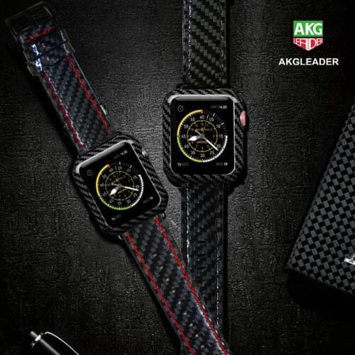 For Apple Watch Series 4 iWatch Band Real Carbon Fiber Watch Straps For Apple Watch Series 1 2 3 Leahter Bracelet 38-42-40-44mm