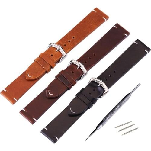 18 19 20 21 22 24mm High-end Retro 100% Calf Leather Watch band Watch Strap with Genuine Leather Straps Free shipping