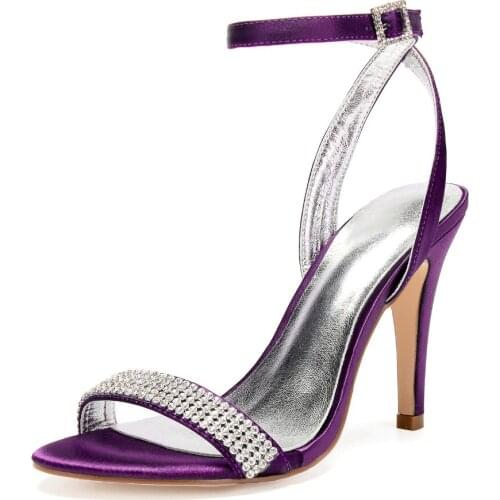 Strappy satin shoes high heels women party dress sandals bridal wedding pumps with rhinestone crystal босоножки на каблуке