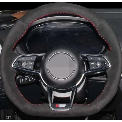 DIY Black Suede Leather Car Steering Wheel Cover For Audi TT RS 2016-2019 R8 (4S) TT (8S) 2014-2019 TTS 2014-2019