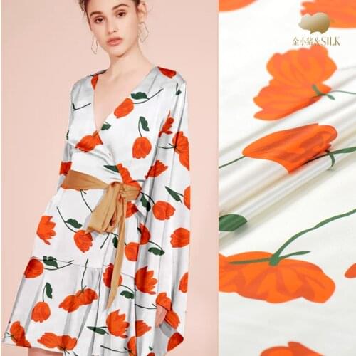 19mm digital printed silk satin fabric 108cm soft and breathable shirt dress silk stretch fabric wholesale silk cloth