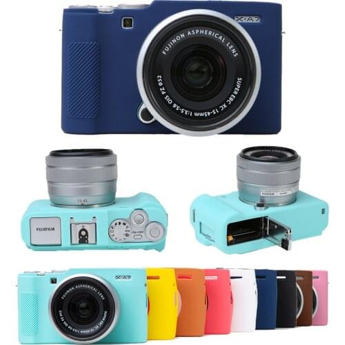 Silicone Armor Skin Case Body Cover Protector for FUJI Fujifilm X-A7 xa7 Digital Camera Sling Bag Shoulder