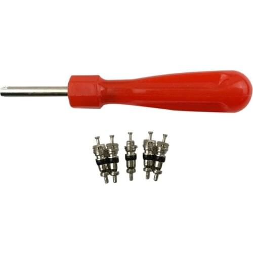 Tyre Valve Core Remover Removal Tool Key & 5 Valve Cores for Car Bike Motorbike Car Truck Motorcycle Replacement Core Part