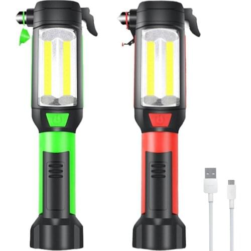 LED Flashlight Torch Magnetic Car Repairing COB Working Light USB Charging Portable Lamp for Camping/Climbing/Hunting