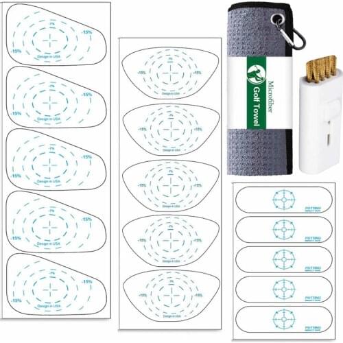 Golf Impact Stickers Woods Irons Putters with Towel Brush Value Set Club Hitting Board Recorder Labels Tape for Swing Practice