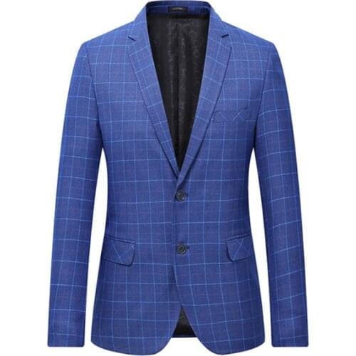 2019 Spring Single Breasted Blazer Fashion Classic Jacket Blazers Men Suits Blazer Mens Business Casual Grid Suits Jacket Men