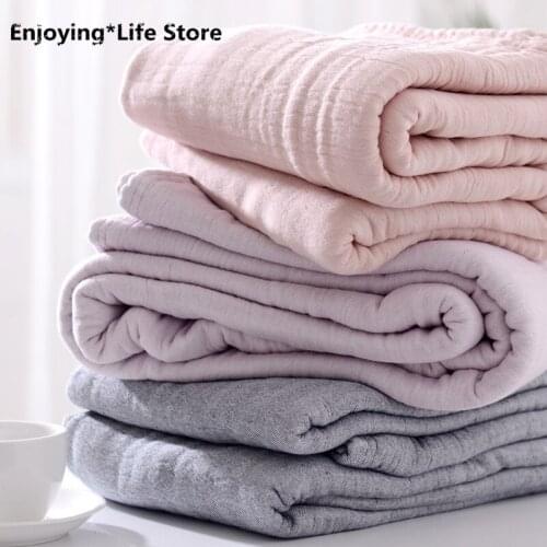 Japanese Simple 4 Layer Thick Gauze Blanket Cotton Soft Towel Duvet Double Spring and Summer Thick Blanket