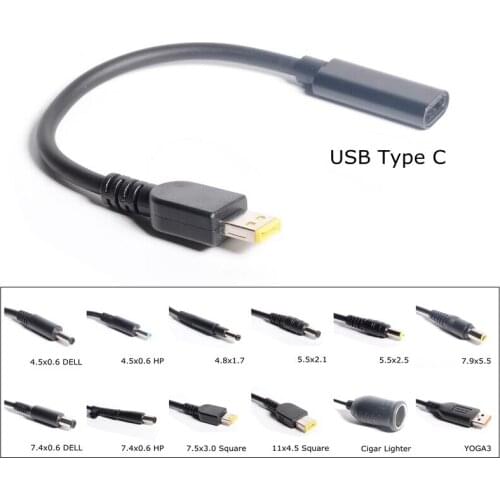 USB 3.1 Type C USB C Laptop Charger Power Adapter Converter USB Type C Female to 5.5*2.5 4.5*0.6 4.8*1.7mm Square Dc Plug Jack