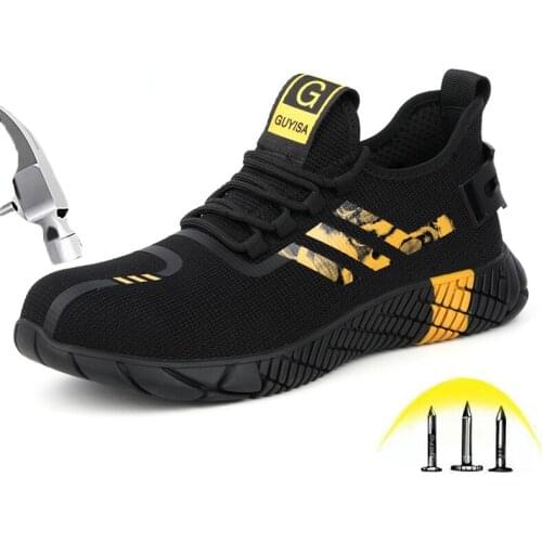 Protective Safety Shoes Work Steel Toe Shoes Mens Slip Resistant Lightweight Breathable Rubber Sole Safety Construction Boots