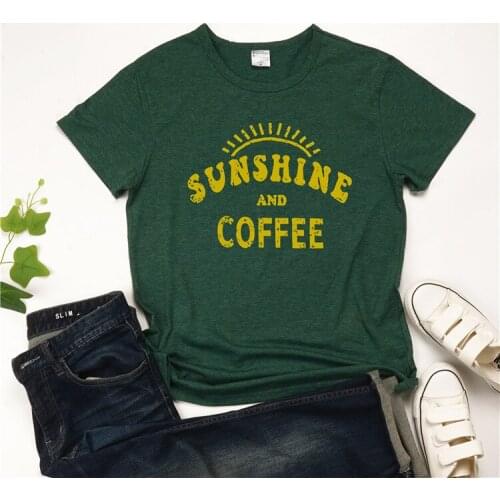 Sunshine and Coffee T Shirt Women Casual Letter Woman Clothes 2021 New Summer Girls Tops Sunshine Tshirt Gothic New Tee