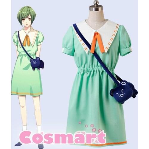 [Stock] 2017 New Game A3!Yusuri Team Summer Figure Rurikawa Yuki Dress +Bear Bag Summer Cosplay Costume For Women