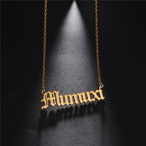 Lemegeton Gothic Old English Custom Name Necklace For Women Personalized Stainless Steel Choker Nameplate Necklaces