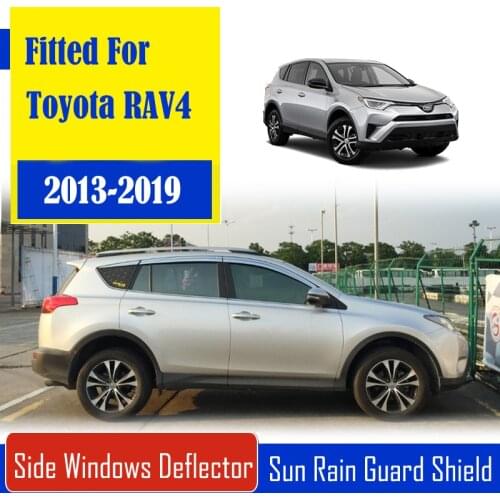 1 Set Chrome Side Vent Sun Shade Window Visors Rain Guard Deflectors For Toyota RAV4 2013-2019