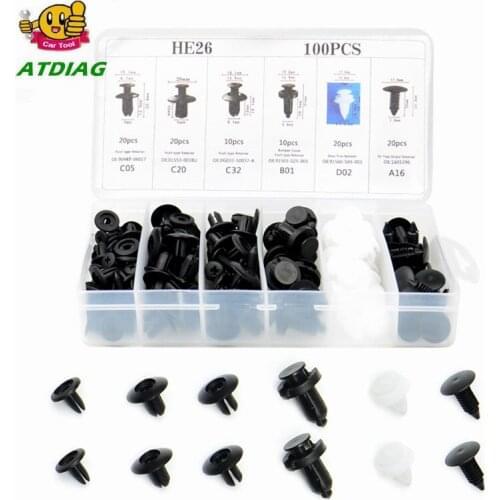 100pcs Mixed Auto Fastener Clip Car Body Push Retainer Pin Rivet Bumper Door Trim Panel Retainer Fastener Kit Car Accessories