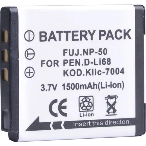 1500mAh NP-50 KLIC-7004 D-Li68 Battery for Fujifilm FinePix F50FD F60FD F70EXR F75EXR F80EXR F85EXR Kodak EasyShare M1033 M1093
