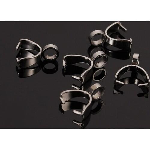 20pcs 8.5x7.5mm Silver Tone 316L Stainless Steel Pendant Clips & Pendant Bails Connectors Charms Beads Jewely Parts Accessories