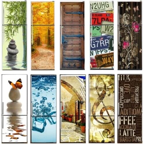 3D Fridge Sticker Refrigerator Wrap Freezer Skin Art Fridge Door Cover Wallpaper Home Living Kitchen Accessories Customizable