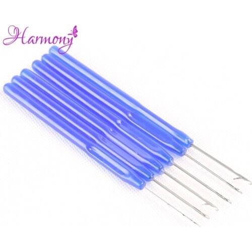50pcs Hair Extension Micro Rings Loop Needle Used With Hair Plier Threader Thread Hook Tool Plastic Handle
