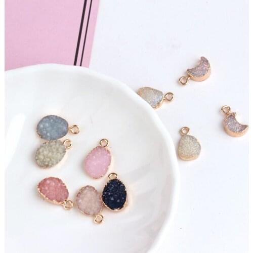 6pcs Moon Oval Single Hangingpendant Earrings for Women Making Necklace Bracelet Materialpendant Diy Jewelry Accessories Resin