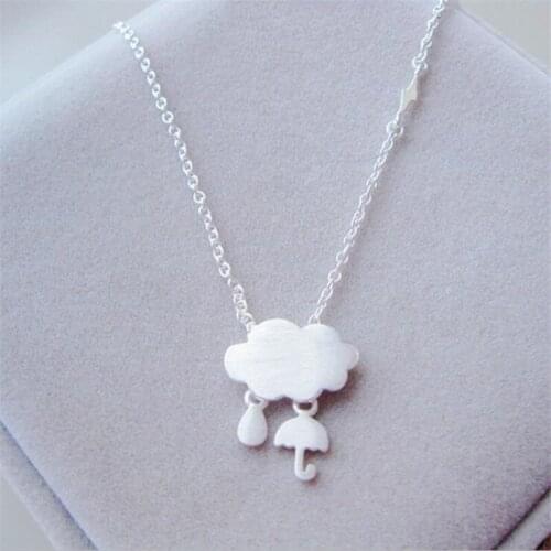 925 Sterling Sliver Jewelry Korean Female Models Fashion Clouds Weather Drops Brushed Clavicle Chain Necklaces N018