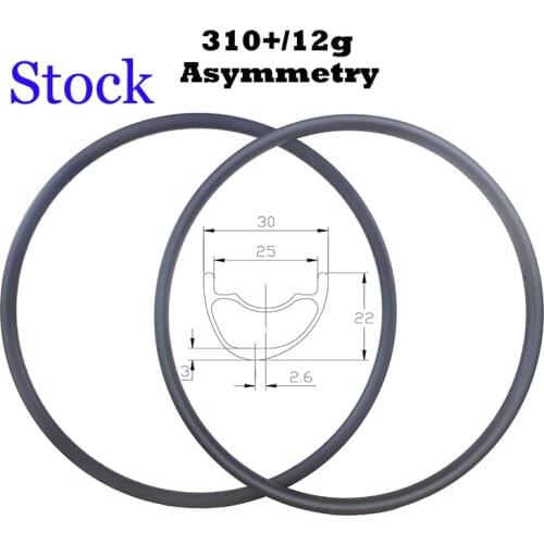 STOCK 310g 29er MTB XC 30mm Asymmetric Carbon Rims 25mm Clincher Tubeless UD matte glossy 24H 28H 32H 29in Mountain Bike Wheels