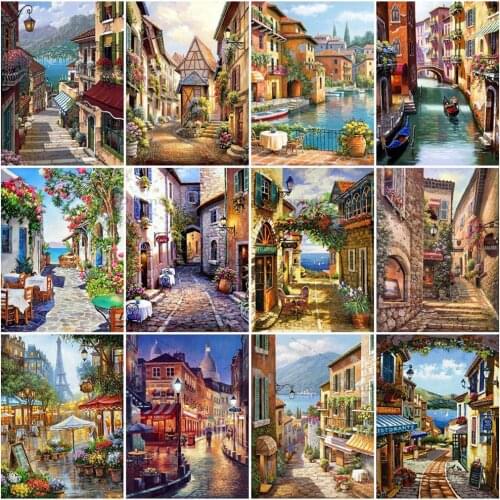 Diamond Mosaic Landscape Embroidery Diamond Painting City Streets Full Square/Round Drill City Cross Stitch Wall Decoration