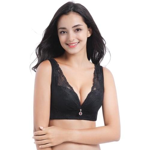 Gathering adjustable ladies large size underwear push up plus size bra brazier mujer super push up bra 50C 50D 115C 115D