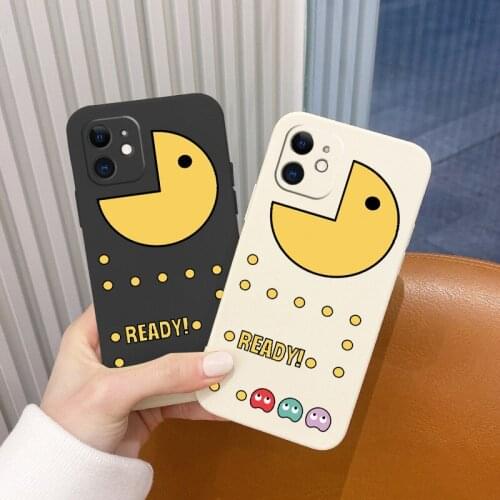 Pacman Liquid Silicone Case For iPhone 12 Pro Max Mini 11 Pro Max X XR XS MAX SE2020 8 7 6 6S Plus Shockproof Soft Phone Cover