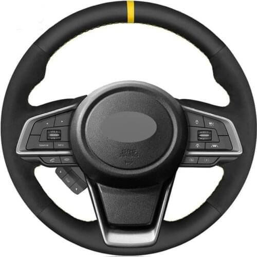 Car Steering Wheel Cover Black Genuine Leather Suede For Subaru Forester Crosstrek 2018 2019 Legacy Outback Ascent 2017-2020
