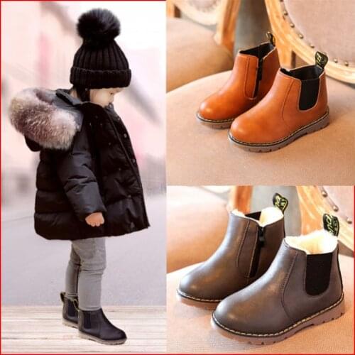 New Toddler Boots Children Fashion Boots Girls Chelsea Boots with Zip Boys Snow Boots PU Leather Sneakers Baby Kids Ankle Boots