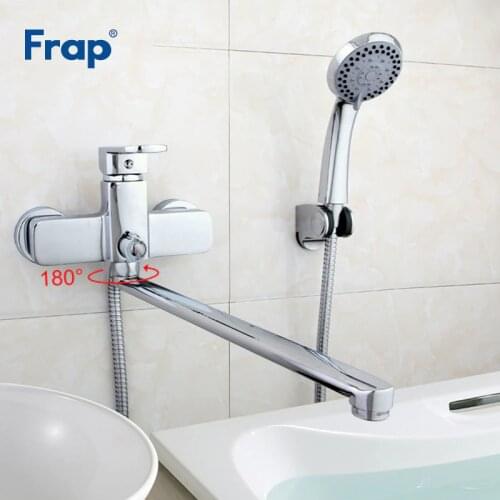 Frap Brass Bathtub 35cm Outlet Pipe Bathroom Shower Faucet With ABS Shower Head Wall Mounted Faucet Torneira para banheiro F2273